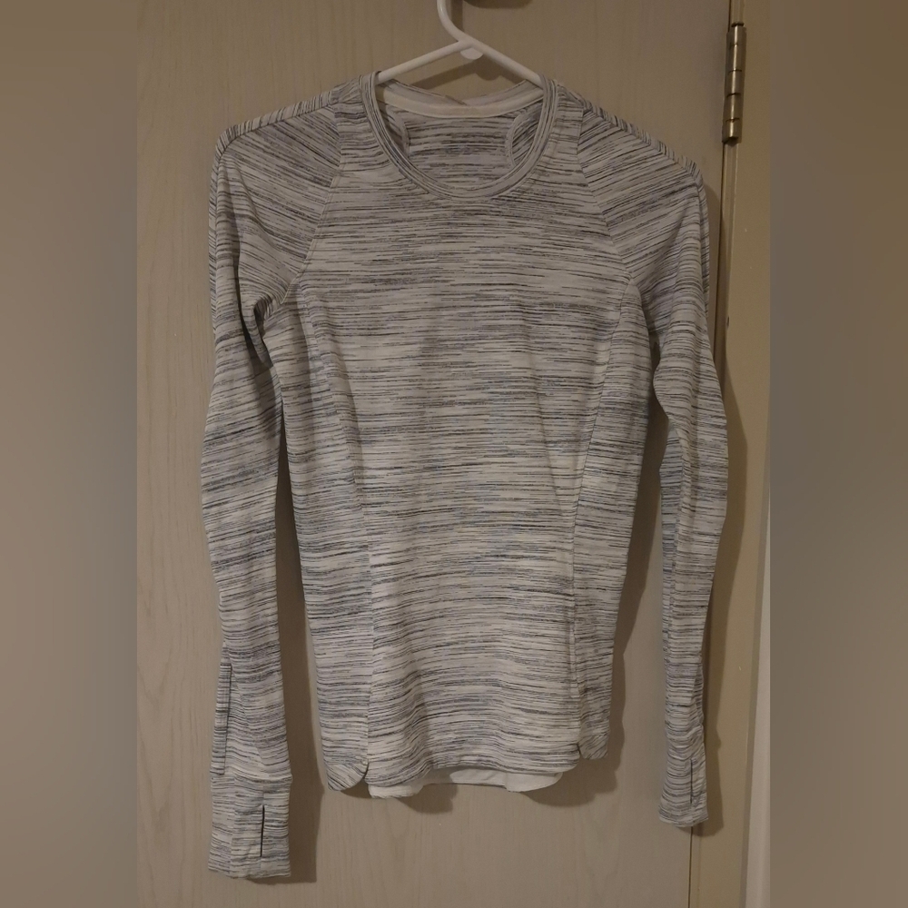 Lululemon Runderful Long Sleeve – Space Dye Camo White Silver Spoon – Size 4